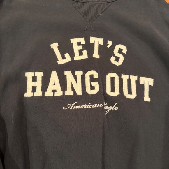 AMERICAN EAGLE AE LETS HANGOUT CREWNECK SWEATSHIRT BLUE XS WOMENS - Picture 2 of 7